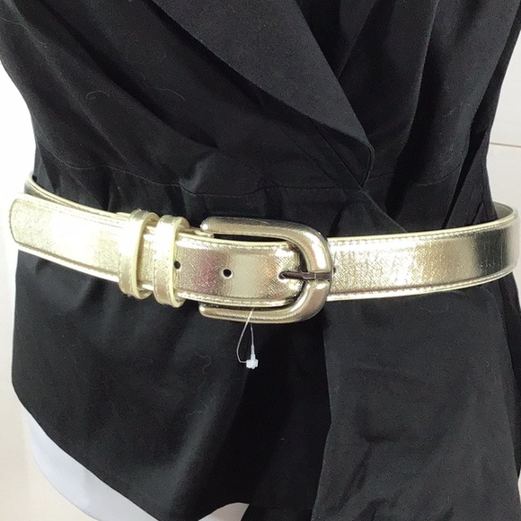 Kenneth Cole Reaction gold metallic belt S NWT - Picture 8 of 8
